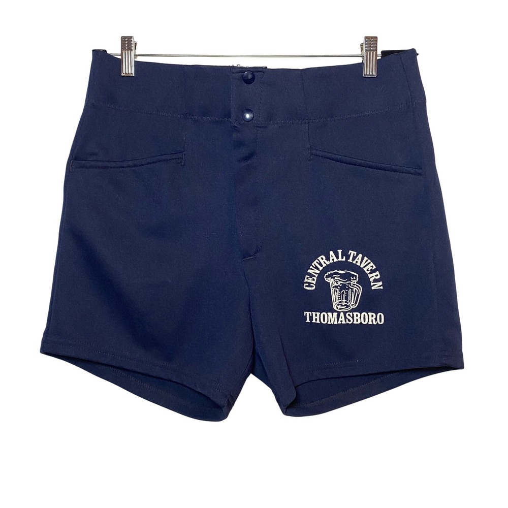 Vtg Mens 33 Baseball Softball Shorts Navy Blue Central Tavern Pub Beer‎ 90s